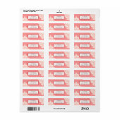 Étiquette Damas d'ivoire sur rose avec rouge (Feuille entière)