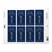 Étiquette Damas et Peacock Mariage de plumes Mini vin (Feuille entière)