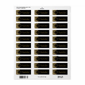 Étiquette Damas florales noir & orÉtiquette de modèle (Feuille entière)