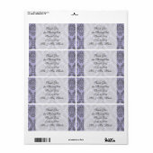 Étiquette damas gris et violet (Feuille entière)