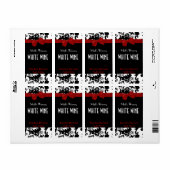 Étiquette Damas noir, blanc avec Bow Home Vins faits Étiquet (Feuille entière)