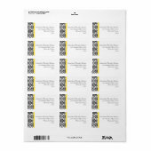 Étiquette Damas noir/blanc avec jaune vif (Feuille entière)