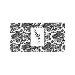 Étiquette Damas noir blanc miniature de Hershey de 1,25 po x
