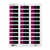 Étiquette Damas noires, Magenta (Feuille entière)