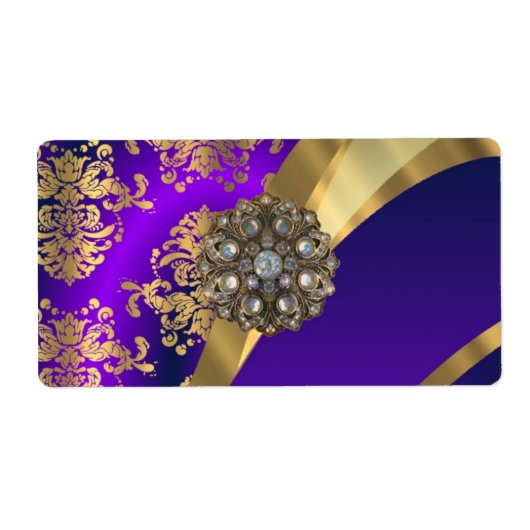 Étiquette Damas pourpre et or (Devant)