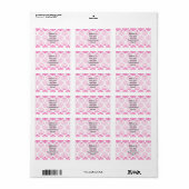 Étiquette Damas rose chaud (Feuille entière)