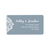 Étiquette Damask Classic Elegant Cadet Grey Mariage (Devant)