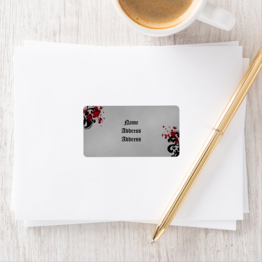 Étiquette Damask Halloween mariage (En situation)