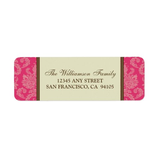 Étiquette Damask Holiday Return Adresse Labels (fuchsia) (Devant)