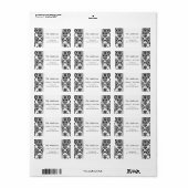 Étiquette Damask noir et blanc Mariage (Feuille entière)