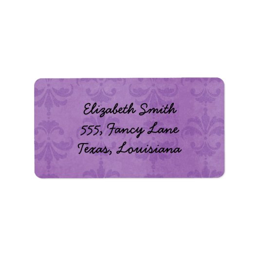 Étiquette Damask Patch, Purple Damask, Français Damask (Devant)