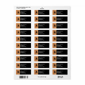 Étiquette Damask Ruban Moderne Monogramme Or Noir V004 (Feuille entière)