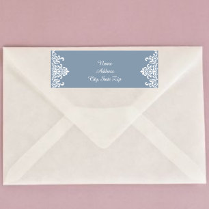Étiquette Damassé de dentelle bleu poussiéreux