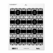Étiquette damassé noir (Feuille entière)