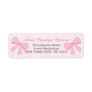 Étiquette Damassé rose mignonne d'arc de ruban personnalisée