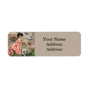 Étiquette Dame du café femme victorienne rose riche robe