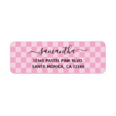 Étiquette Damier rose pâle et clair (Devant)
