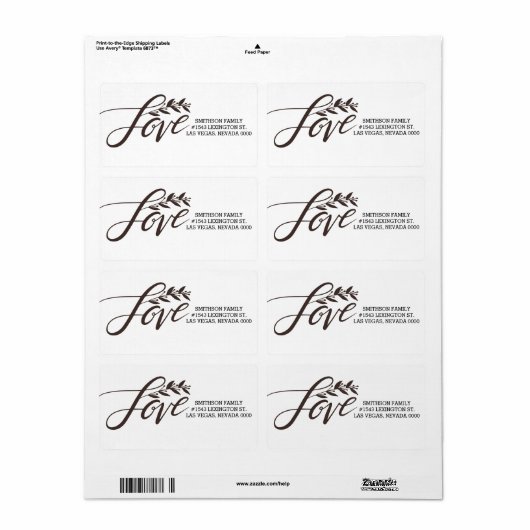 Étiquette d'amour (Feuille entière)