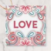 Étiquette d'amour avec fleurs et tourbillons roses (Devant)