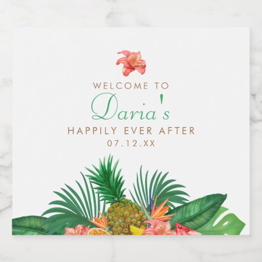 Étiquette d'ananas tropical (Étiquettes simples)