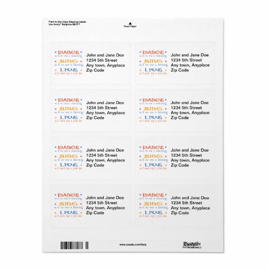 Étiquette Dance Sing Live (Feuille entière)