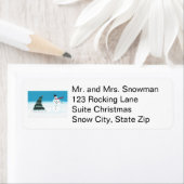 Étiquette Dancing Snowman and Tree Christmas Address Labels (En situation)