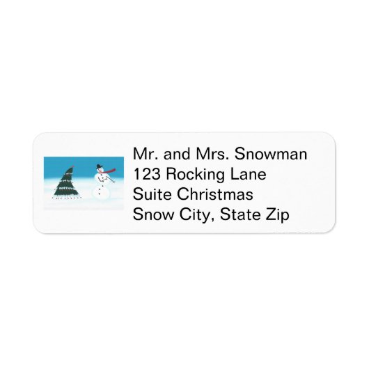 Étiquette Dancing Snowman and Tree Christmas Address Labels (Devant)