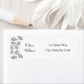 Étiquette Dandelion floral moderne noir et blanc Simple (En situation)