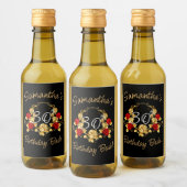 Étiquette d'anniversaire Red & Gold (Bouteilles)