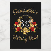 Étiquette d'anniversaire Red & Gold (Étiquettes simples)