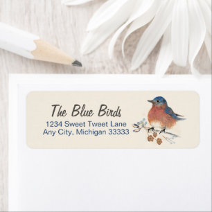 Étiquette d'aquarelle Bluebird