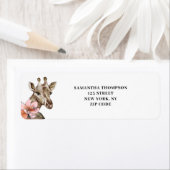 Étiquette d'aquarelle couleur rose or Giraffe (En situation)