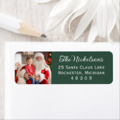 Étiquette Dark Green Custom Photo Holiday Adresse de retour (En situation)