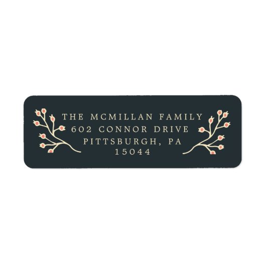 Étiquette Dark Green Gilded Floral Christmas Retour Adresse (Devant)