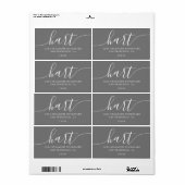Étiquette Dark Grey Modern Script Adresse de retour (Feuille entière)