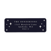 Étiquette Dark Navy Retro Stars Adresse de retour (Devant)