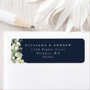 Étiquette Dark Navy Snowberry+Eucalyptus Adresse de retour