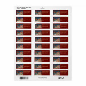 Étiquette Dark Red Patriotic Santa Holiday Return Address (Feuille entière)