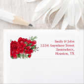 Étiquette Dark Red Roses Mariage Nom Adresse de retour (En situation)
