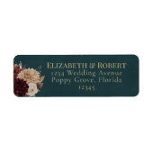 Étiquette Dark Teal Floral Gothic Wedding Address Label (Devant)