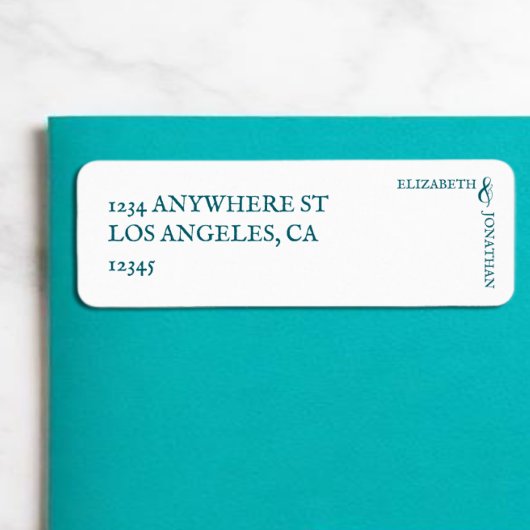 Étiquette Dark Teal Modern Typography Wedding