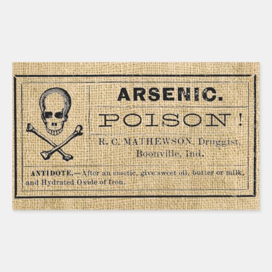 Étiquette d'arsenic sur Burlap (Devant)