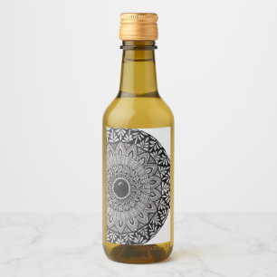 étiquette d'art mandala de bouteille de vin miniat