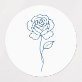 Étiquette d'art minimaliste en ligne Rose bleu (Design 2)