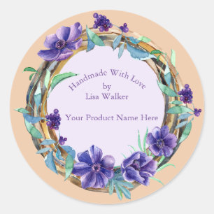 Étiquette d'article fait main Wreath Rustic & Purp