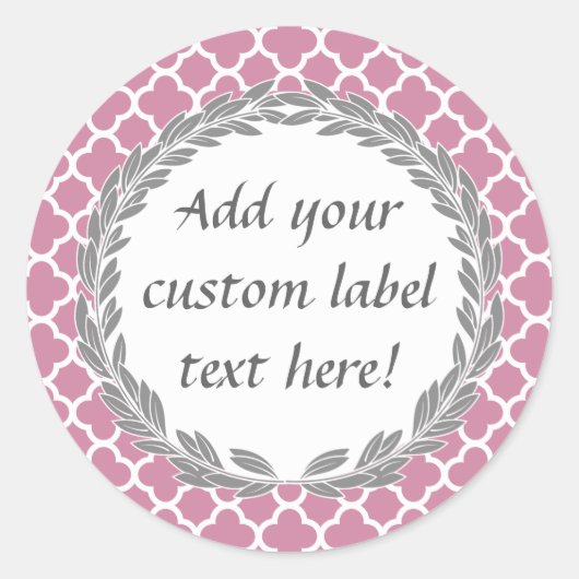 Étiquette d'artisanat de bocaux rose gris joli per (Devant)