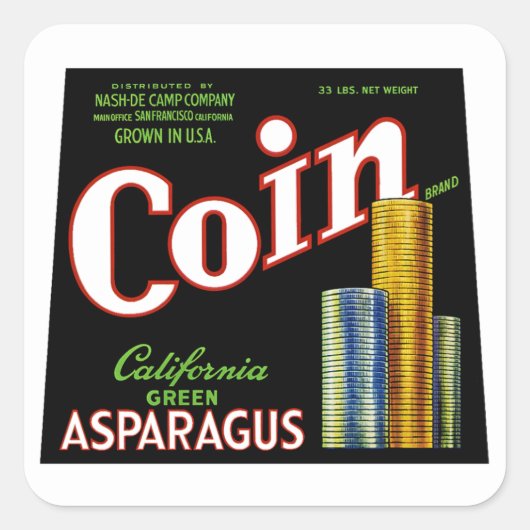 Étiquette d'asperges de Californie (Devant)