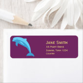 Étiquette Dauphin bleu mignon dessin animé (En situation)