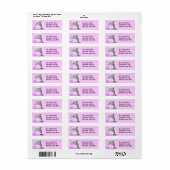 Étiquette Dauphin gris mou en eau rose (Feuille entière)