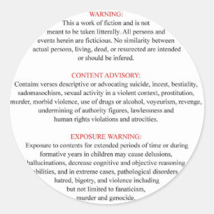 Étiquette d'avertissement biblique